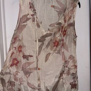 Harve Benard Sheer Floral Blouse - Cream and Red